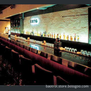 Artificial stone glass top round bar table